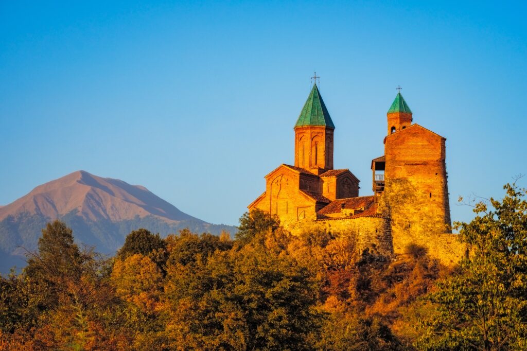 Sunset view of Gremi fortress in Kakheti region, Georgia